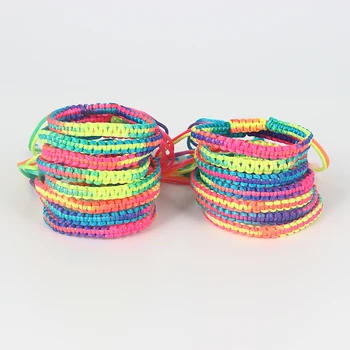 10 шт. Браслеты дружбы с радужным плетеным шнуром, регулируемый открывающийся браслет-манжета для женщин, подарок для мужчин, веревочный браслет ручной работы 