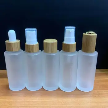 15 мл 30 мл матовый черный фиолетовый синий янтарный прозрачный стеклянный флакон-капельница для эфирных масел с бамбуковой крышкой bamboo serum bottle e-liquid