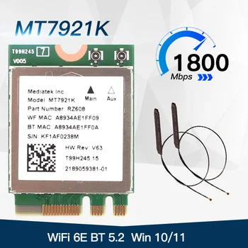 1800 Мбит/с MT7921K M.2 NGFF WiFi Сетевая карта Bluetooth 5,2 WiFi 6e Беспроводной Адаптер Двухдиапазонный MU-MIMO 802.11ax Windows 10 11