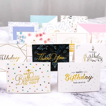 20 штук Поздравительных открыток С Днем Рождения, Конвертов из крафт-бумаги, Изготовленных на заказ, Пустых Бумажных Открыток, Пригласительных открыток на День рождения для гостей