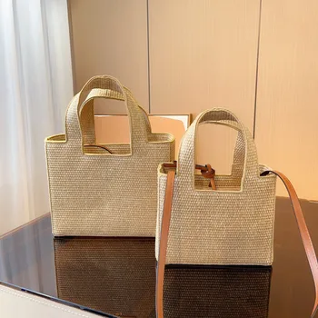 2023 Женская сумка через плечо с вышивкой, роскошная брендовая соломенная сумка для покупок