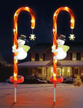 2023 Солнечный Рождественский светильник на открытом воздухе, Рождественский Снеговик, светильник из леденцовой трости, светодиодный сказочный светильник для Свадебного праздника, украшения газона в саду