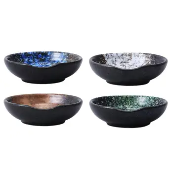 4 pçs estilo japonês de imersão são cerâmica molho prato de vinagre pratos de cerâmica japonesa (sortida)