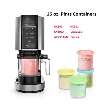 4 шт. Пинты для мороженого и крышки для Ninja Creami серии NC301 NC300 NC299AMZ Контейнеры для хранения мороженого с морозильной камерой