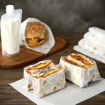 50ШТ Бумага для сэндвичей Одноразовая Пищевая Жиронепроницаемая бумага для тостов, сэндвичей, Гамбургеров, Бытовая бумага для домашней выпечки, Кухонные принадлежности