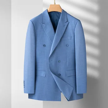 5827-2023 мужские полосатые двубортные комбинезоны 92 для отдыха и мужской тонкий пиджак по европейскому коду, куртка