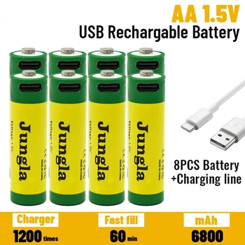 Batterie lithium-ion USB 1.5V AA 6800mAh rechargeable rapidement par capacité de pour clavier de jouet nouveauté