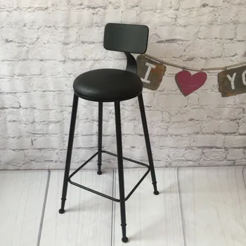 C0290 Барный стул в американском стиле, современный простой барный стул с высокой спинкой, стул из массива дерева в стиле ретро, железный барный стол и стул с высокими ножками