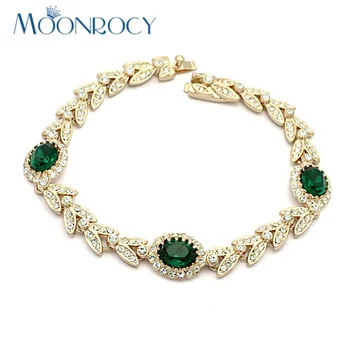 Moonrocy Розовое золото, цвет, Бесплатная доставка, Модные украшения, Зеленый браслет из Австрийского хрусталя для женщин, свадебные украшения, подарок