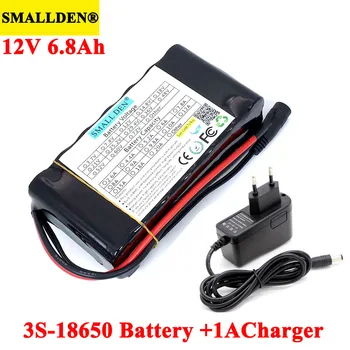 SMALLDEN 12v 6.8 Ah 6800 Mah 18650 литиевый аккумулятор Аккумуляторные батареи BMS для монитора аварийного освещения + зарядное устройство 12.6v 1A