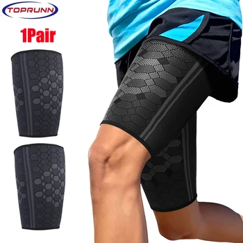 TopRunn 1 пара компрессионных рукавов для бедер-Поддержка квадрицепсов и подколенного сухожилия–Дышащие, эластичные, противоскользящие рукава для верхней части ног для мужчин и женщин