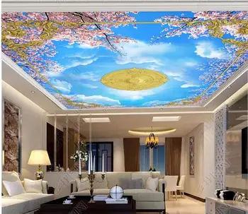 WDBH пользовательские фото 3D потолочные фрески обои Европейский золотой резной небесный домашний декор обои для гостиной для стен 3 d