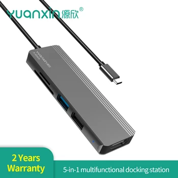 Yuanxin USB-Концентратор 4K HDMI Адаптер USB C USB 3,0 Док-станция для MacBook Pro Air M2 M1 USB-C Type C 3,1 Разветвитель USB C КОНЦЕНТРАТОР