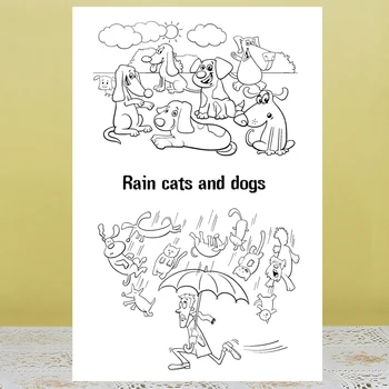 ZhuoAng Rain кошки и собаки Прозрачный штамп для Скрапбукинга Резиновый штамп Печать Бумажное ремесло Прозрачные штампы Изготовление открыток