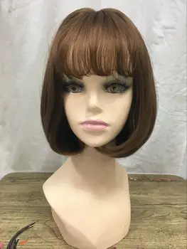 Асимметричный Короткий женский парик с разделенной по центру челкой Боб воздушная челка парик из термостойкого волокна для вечеринки для леди