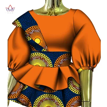 Африканская женская рубашка из бинтаревого воска, Модные топы с двойным маятником, женские рубашки Большого размера, африканская одежда WY647