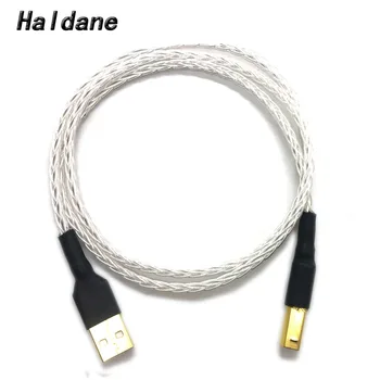 Бесплатная доставка Haldane 8 ядер Twist 7N OCC посеребренная оплетка USB 2.0 Тип A-B штекерный соединительный кабель для подключения кабеля