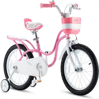 Велосипеды для начинающих Little Swan Girls и 12 дюймов, с корзиной для тренировочных колес, розово-белые