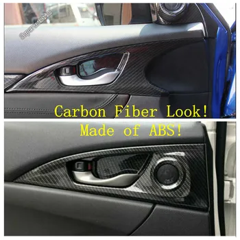 Внутренняя Дверная Тяга Автомобиля, Дверная ручка с Ручным креплением, Отделка Крышки Чаши Из углеродного волокна, подходит Для Хэтчбека Honda Civic 2020 2021