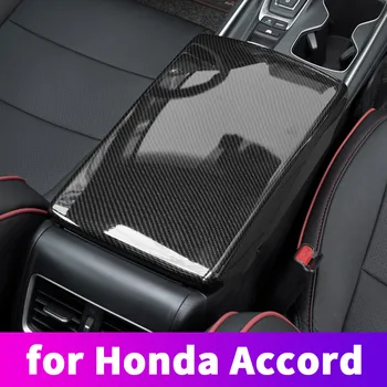 Внутренняя отделка с рисунком из углеродного волокна, крышка подлокотника центрального управления, чехол для подушки для рук Honda Accord 10th 2018 2019 20