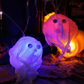 Вуаль с Черепом на Голову, Световая Гирлянда для Хэллоуина, легкое освещение для Двора на Хэллоуин