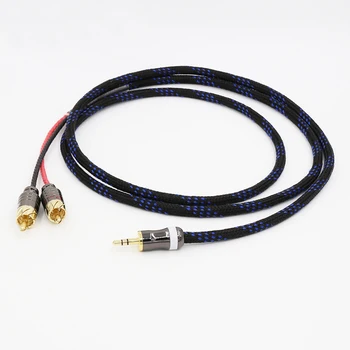 Высококачественный аудиокабель Hi-Fi 3,5 мм на 2 разъема RCA Аудиолиния Hi-end медный кабель