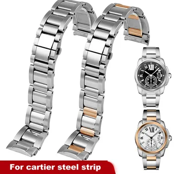 Высококачественный ремешок из нержавеющей стали подходит для часов Cartier W7100037/W7100041/W7100015 с тонким стальным ремешком и стальной цепочкой 23