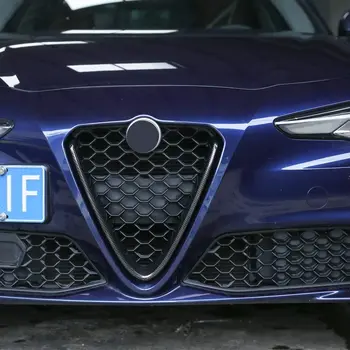 Головка двигателя из углеродного волокна, передняя сетчатая решетка, V-образная рамка, отделка, 1 шт. для Alfa Romeo Giulia 2017 2018