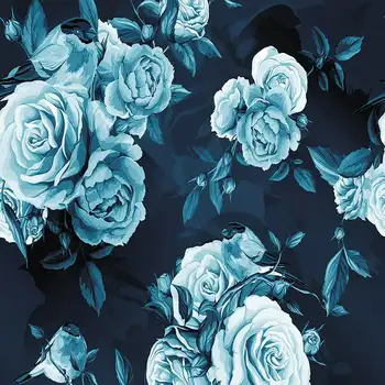 Голубые Розы Цветочные Современные Настенные Росписи Домашнего Декора Обои