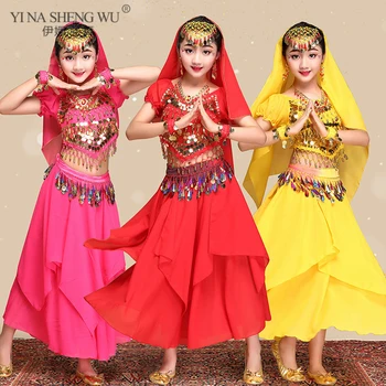Детская одежда для индийских танцев, наряд для выступлений в Болливуде Для девочек, Набор костюмов для занятий детским танцем живота