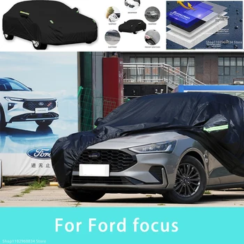 Для Ford Focus Наружная защита, полные автомобильные чехлы, Снежный покров, солнцезащитный козырек, водонепроницаемые пылезащитные внешние автомобильные аксессуары