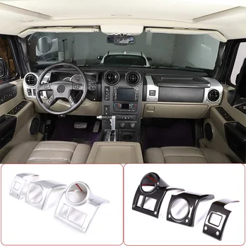 Для Hummer H2 2003-2007, ABS Серебристый, Боковая рамка для выхода кондиционера на приборную панель, Декоративная наклейка, Аксессуары для интерьера автомобиля