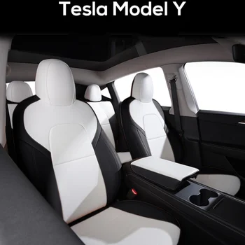 Для Tesla Модель Y Чехол для автокресла по индивидуальному заказу Аксессуары для Tesla Y 360 градусов Полностью закрытый прочный чехол для сиденья из кожи наппа