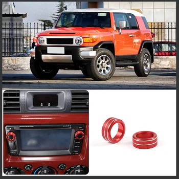 Для Toyota FJ Cruiser 2007-2021 из алюминиевого сплава, красное кольцо для регулировки громкости автомобиля, декоративная наклейка на крышку, аксессуары для интерьера автомобиля