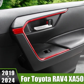 Для Toyota RAV4 XA50 2019 2020 2021 2022 2023 2024 RAV 4 Гибридная Автомобильная Дверь Отделка Подлокотника Накладка Декоративная Наклейка Аксессуары