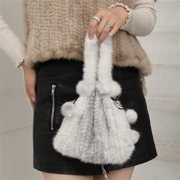 Женская модная зимняя меховая сумка через плечо, роскошная сумка из натурального меха норки, закрытая меховая сумка через плечо с магнитной пряжкой
