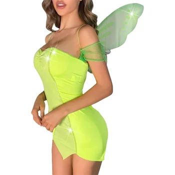 Женское Сексуальное Корсетное платье Феи на Хэллоуин, Тонкое мини-платье принцессы лесных эльфов без рукавов, костюм с крыльями бабочки