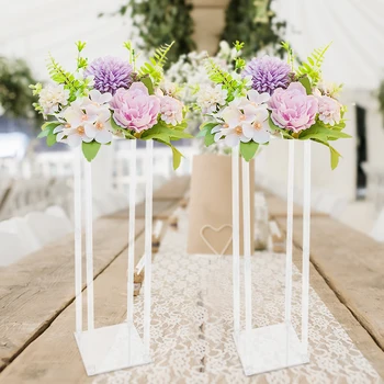 Золотая Акриловая свадебная геометрическая ваза для цветов, подставка-колонна для свадебного стола, центральное украшение для домашнего декора