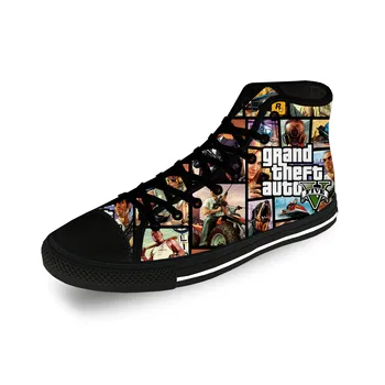 Игра GTA 5 Grand Theft Auto Повседневная Забавная ткань с 3D принтом, Модная Парусиновая обувь с высоким Берцем, Мужские И Женские Легкие Дышащие Кроссовки
