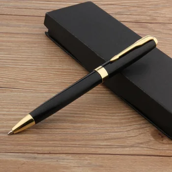 Классическая шариковая ручка с черным лаком и золотой отделкой 0,7 мм, шариковые ручки для заправки канцелярских принадлежностей, школьные принадлежности для письма