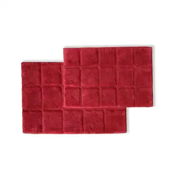 Клетчатый бордовый нескользящий коврик для ванной из 2 частей с высокой впитывающей способностью