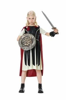Комплект костюмов Римского гладиатора для девочек, Хэллоуин, вечеринка, Спартанский воин, Косплей, Карнавальная постановка, Костюмы Гладиаторов для детей