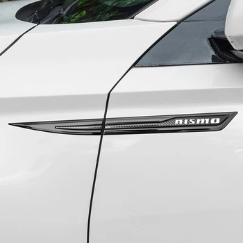 Металлические наклейки на дверь автомобиля по линии талии для Эмблемы Nissan Nismo, наклейки на боковое крыло из углеродного волокна, аксессуары для модернизации кузова
