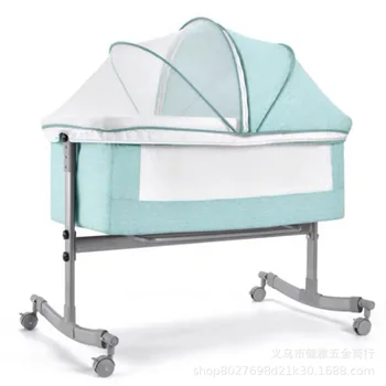 Многофункциональные Детские кроватки Для новорожденных, Роликовая Кроватка, Соединяющая Большую кровать, Боковая кровать Может поднимать кроватку