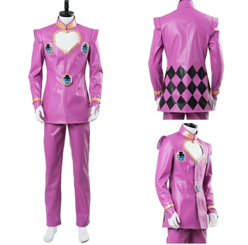 Модный золотой комплект одежды для косплея Giorno Giovanna розовый костюм