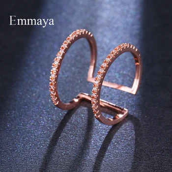 Модный креативный дизайн Emmaya, Двойное круглое соединение, Регулируемое бриллиантовое кольцо с цирконием для женщин в подарок
