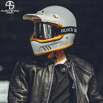 Мотоциклетный шлем ALIEN SNAIL, Винтажный круизный Harley, мужской мото-шлем из стекловолокна, профессиональный шлем для мотокросса, полный шлем