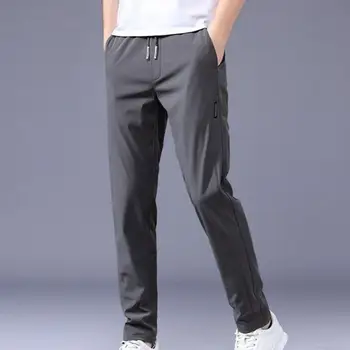 Мужские брюки с эластичным поясом Модные повседневные мужские брюки из полиэстера на шнурке для уличной одежды