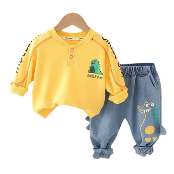 Новая весенне-осенняя одежда для маленьких девочек, костюм для мальчиков, детская футболка, Штаны, 2 шт./компл., повседневный костюм для малышей, детские спортивные костюмы