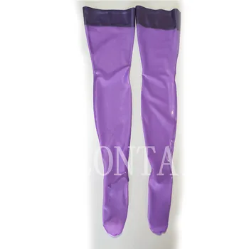 новое сексуальное экзотическое белье ручной работы, унисекс, латекс, прозрачные фиолетовые длинные чулки, фетиш-форма zentai, костюм cekc